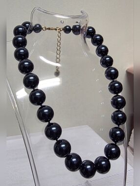 Charter Club Faux Strung Black Pearl Collar Necklace EUC